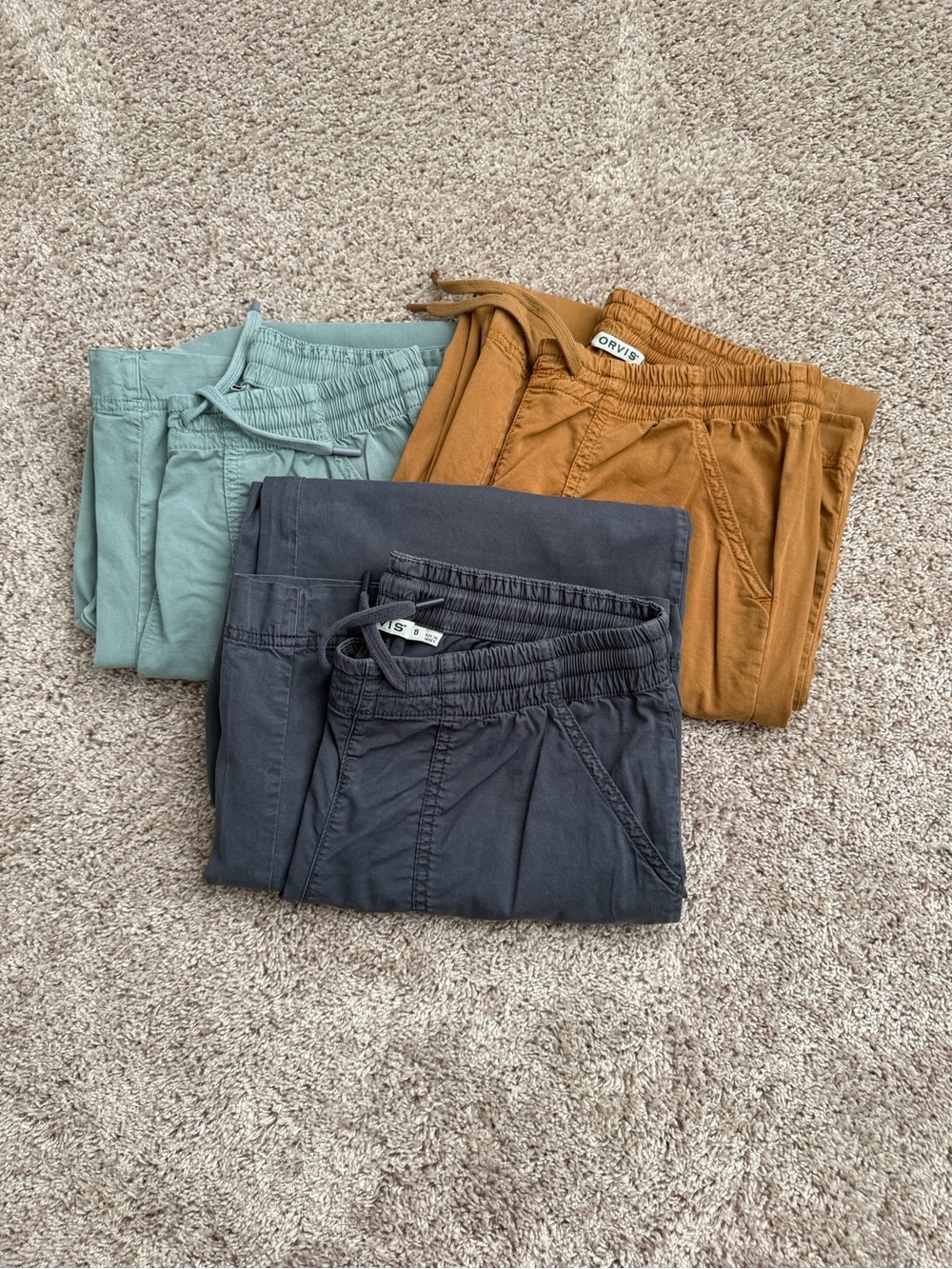 Casual Drawstring wide leg Pants Trio - Sage, Navy, Mustard